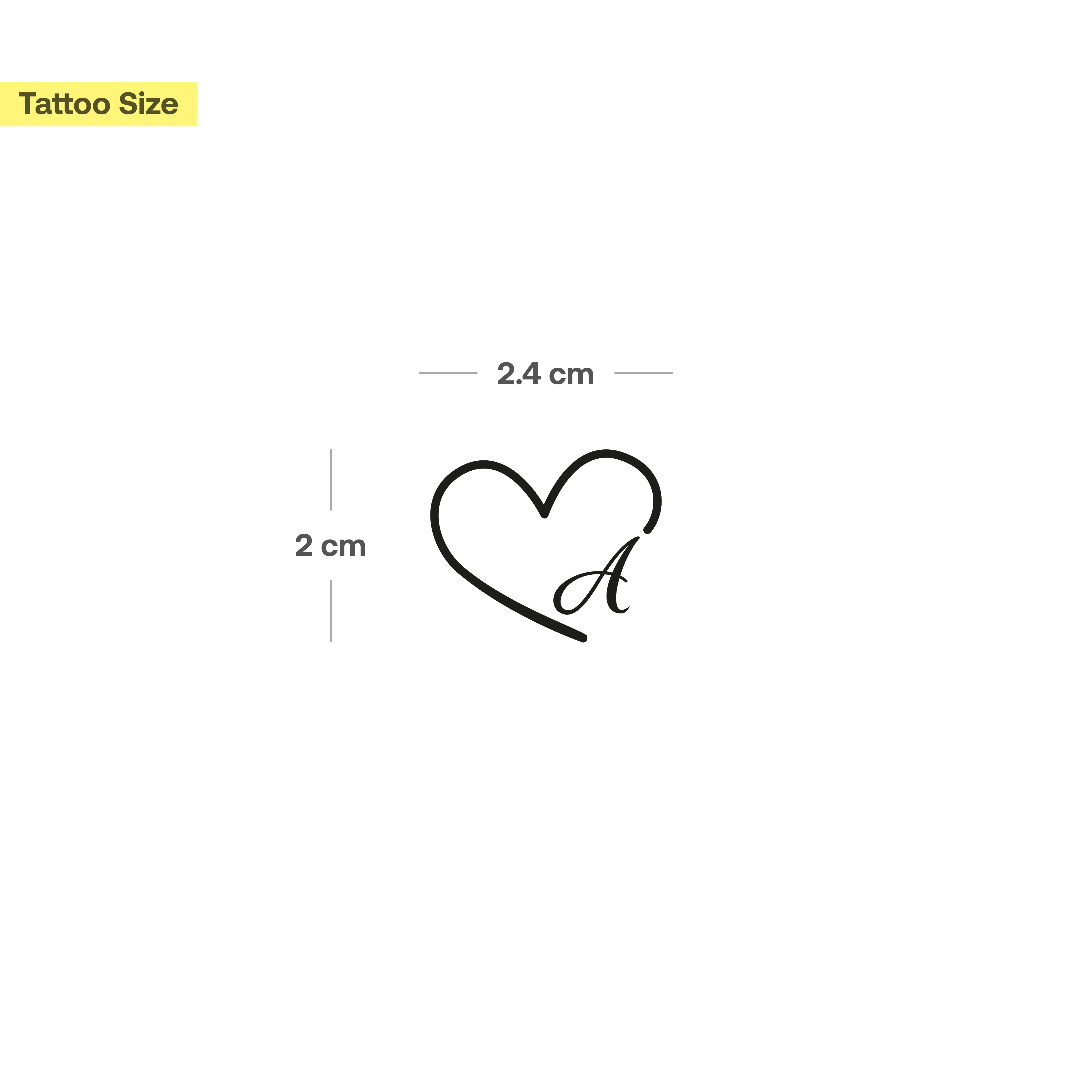 Tatouage cœur avec initiales (A-Z) - Image 3