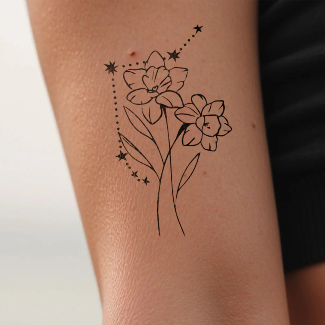 Tatouages Combinaison de Fleurs de Naissance et de Signes Astrologiques - Image 13