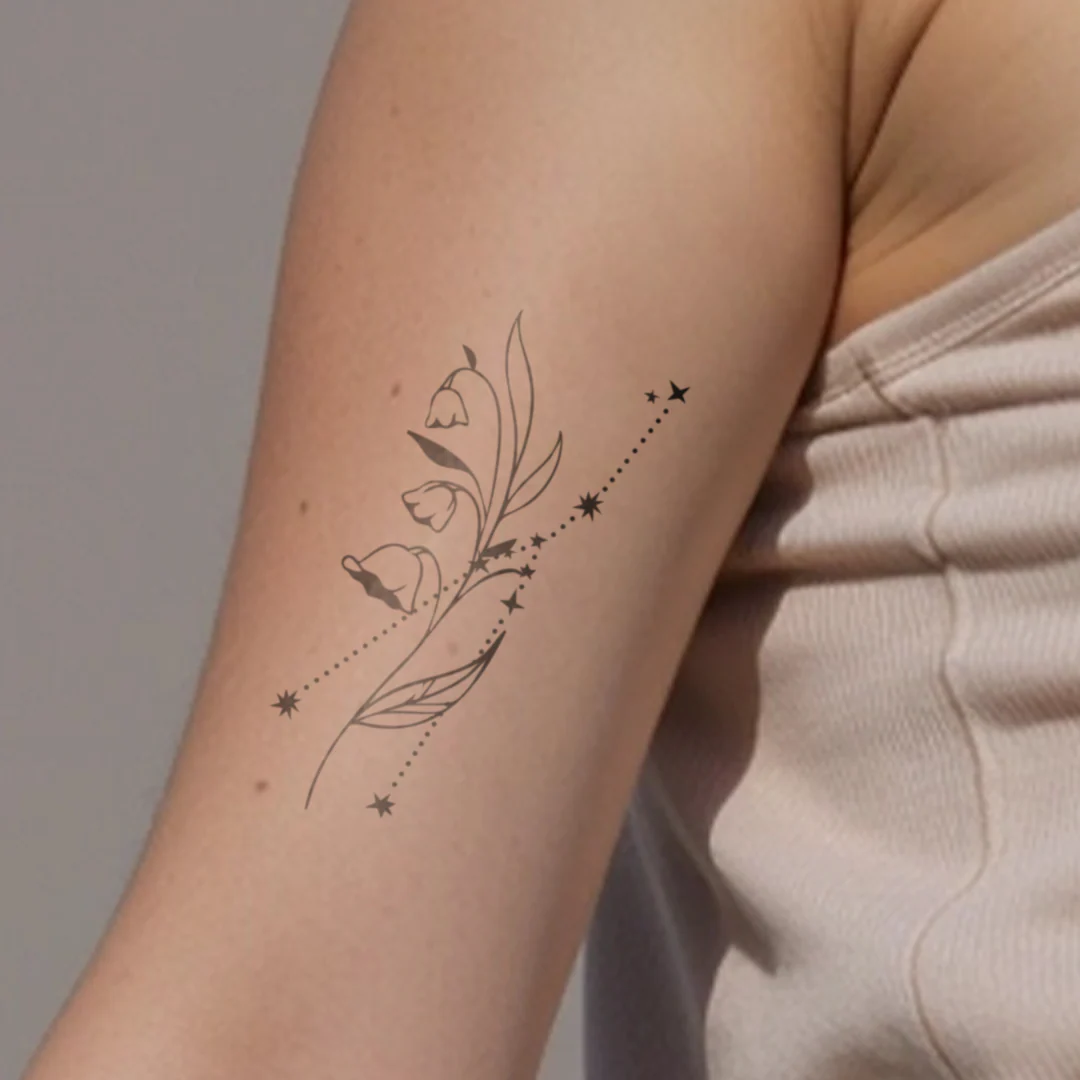 Tatouages Combinaison de Fleurs de Naissance et de Signes Astrologiques - Image 19