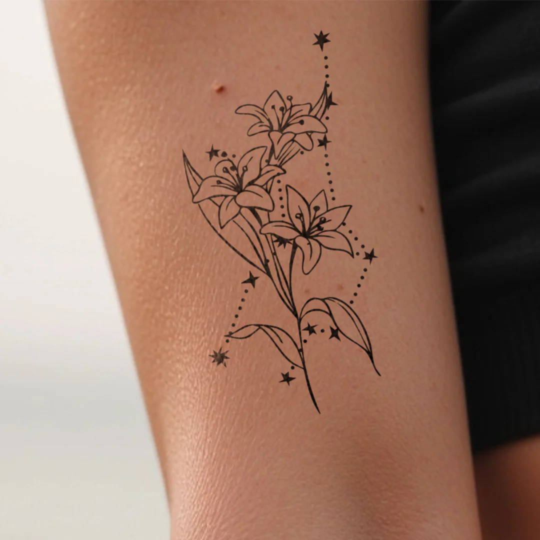 Tatouages Combinaison de Fleurs de Naissance et de Signes Astrologiques - Image 33