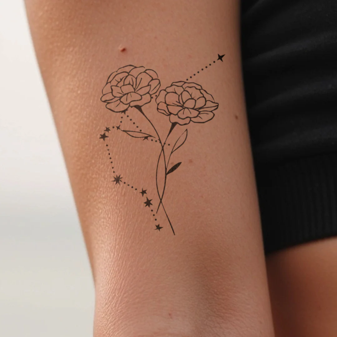 Tatouages Combinaison de Fleurs de Naissance et de Signes Astrologiques - Image 5