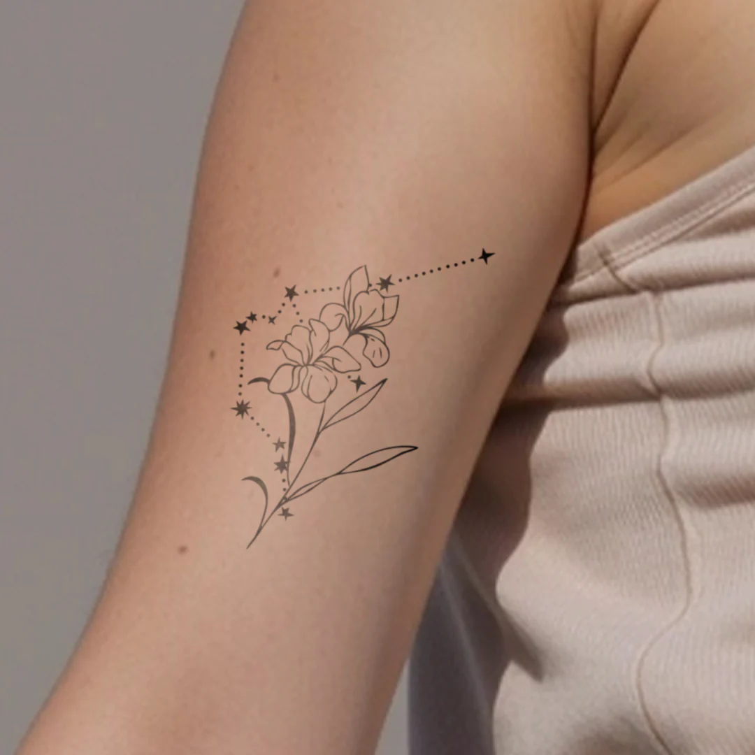 Tatouages Combinaison de Fleurs de Naissance et de Signes Astrologiques - Image 7