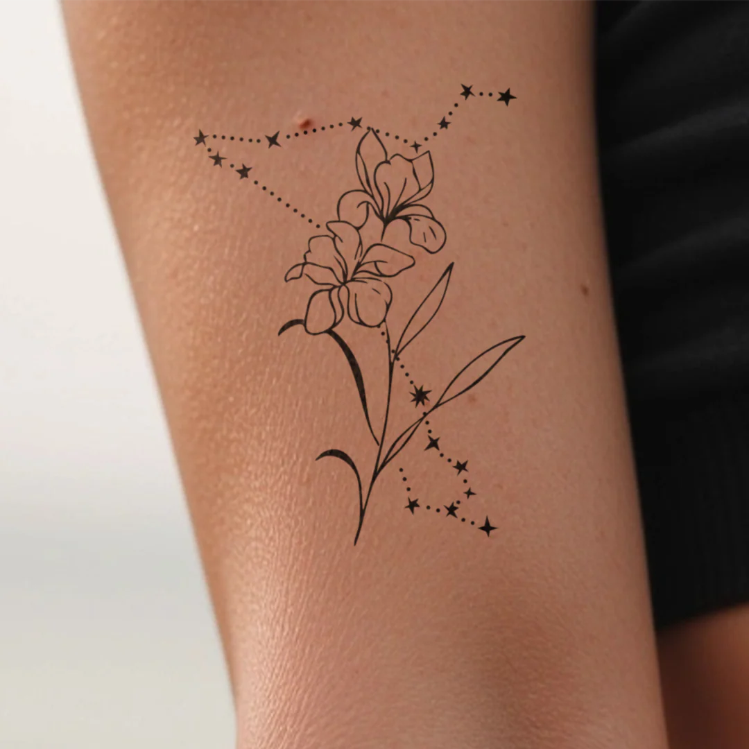 Tatouages Combinaison de Fleurs de Naissance et de Signes Astrologiques - Image 9